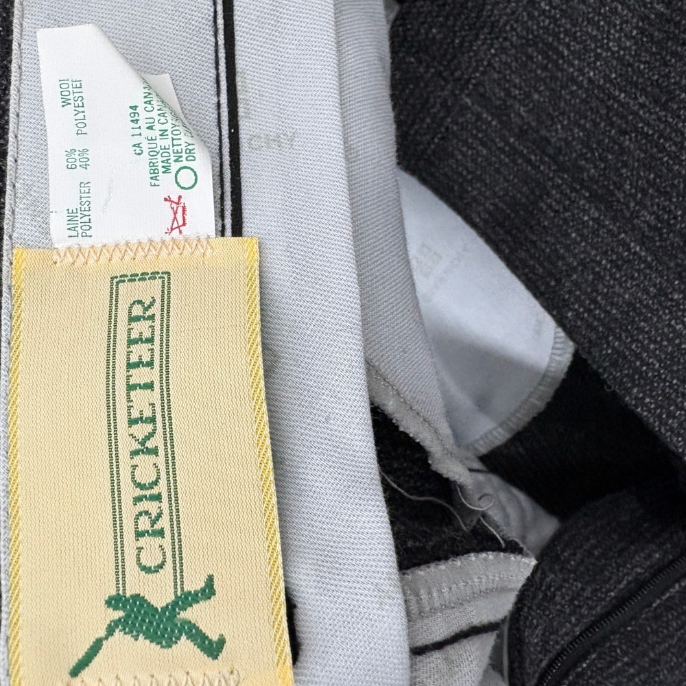 Vintage Cricketeer Mens Charcoal Gray Wool Blend Pleated Dress Pants Trousers - Picture 3 of 5